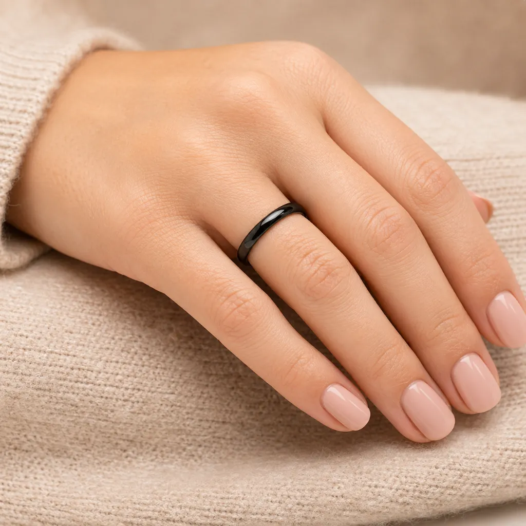 womens-2mm-domed-black-tungsten-ring-on-hand.webp