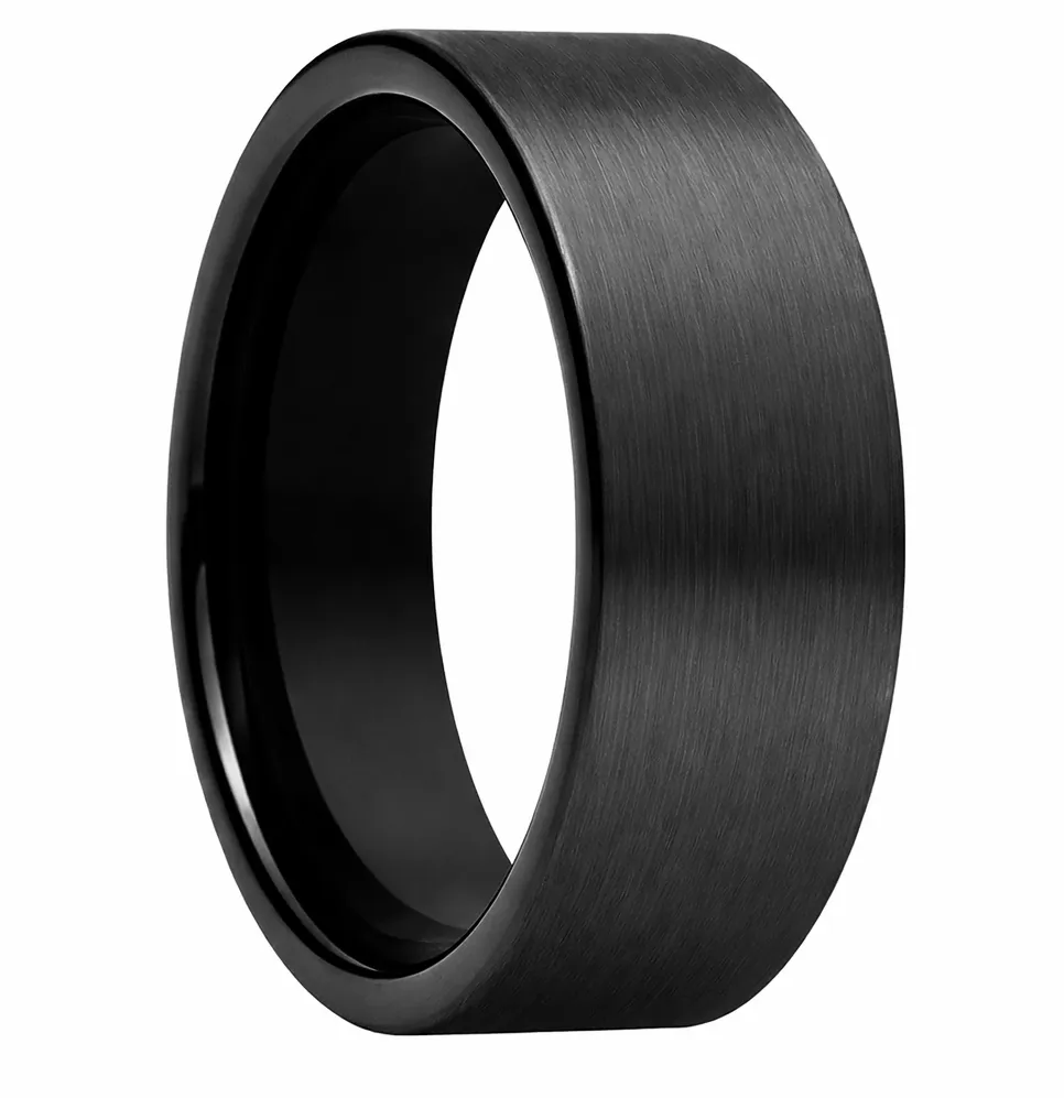 Brushed Finish Flat Black Tungsten Ring (4.5)