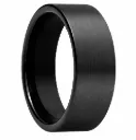 Brushed Finish Flat Black Tungsten Ring