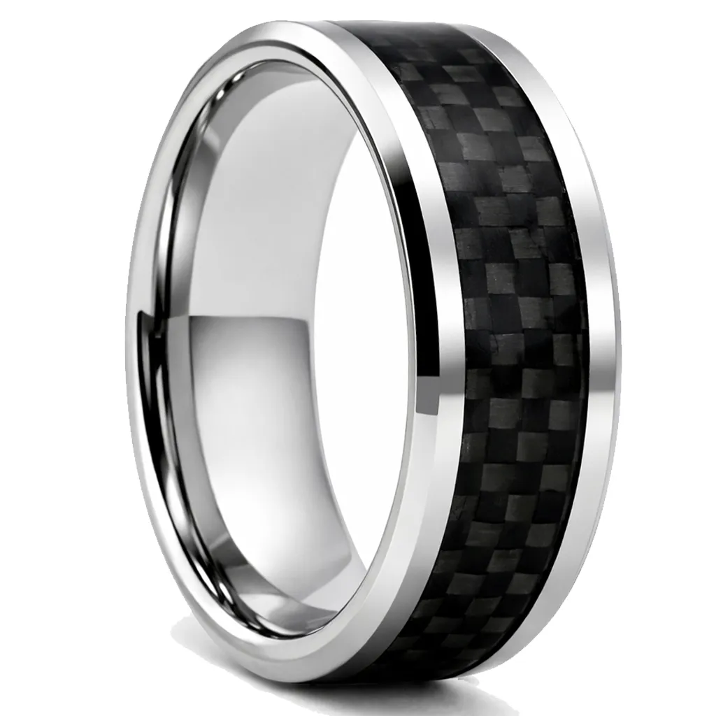 Tungsten Ring with Black Carbon Fiber Inlay (4.5)