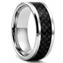 Tungsten Ring with Black Carbon Fiber Inlay