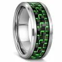 Tungsten Ring with Green Carbon Fiber Inlay