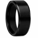 Polished Finish Beveled Black Tungsten Ring