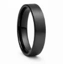 Womens Brushed Finish Flat Black Tungsten Ring