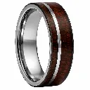 Flat Tungsten Ring With Koa Wood Inlay