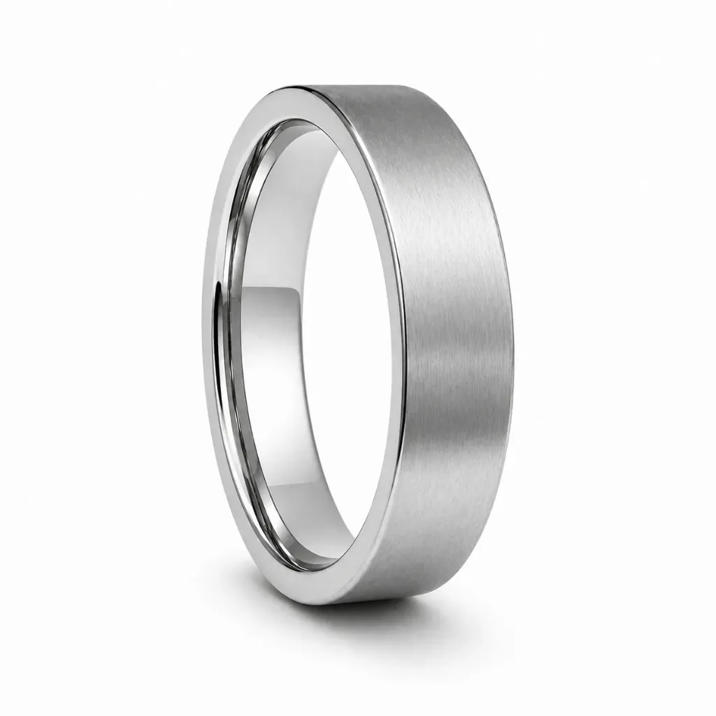 Womens Finish Flat Brushed Tungsten Carbide Ring